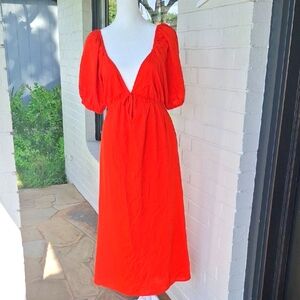 Lush Red Puff Sleeve Maxi Dress for Weddings